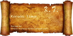 Korsós Timur névjegykártya